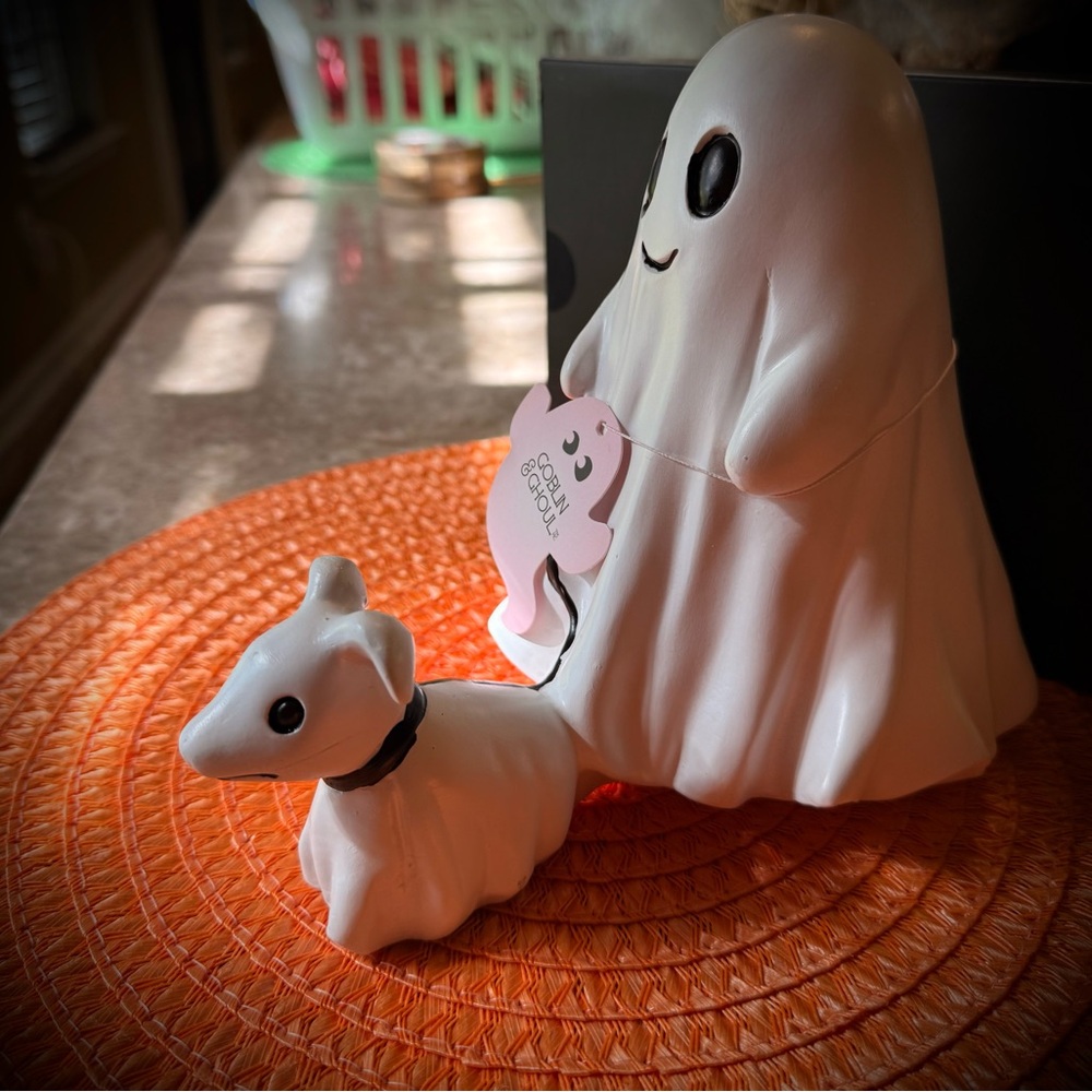 Charming Halloween Ghost and Dog Figurine Set